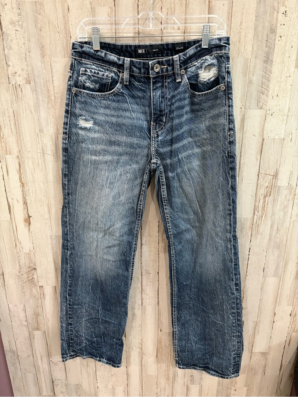 BKE Wells Baggy Fit Jeans Men’s 29x30 Distressed Dark Wash Denim Y2K Grunge
